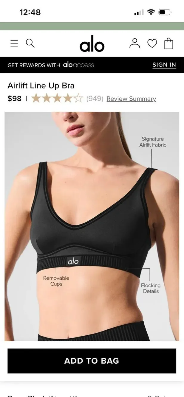 Alo Yoga Airlift Line Up Bra 98$
